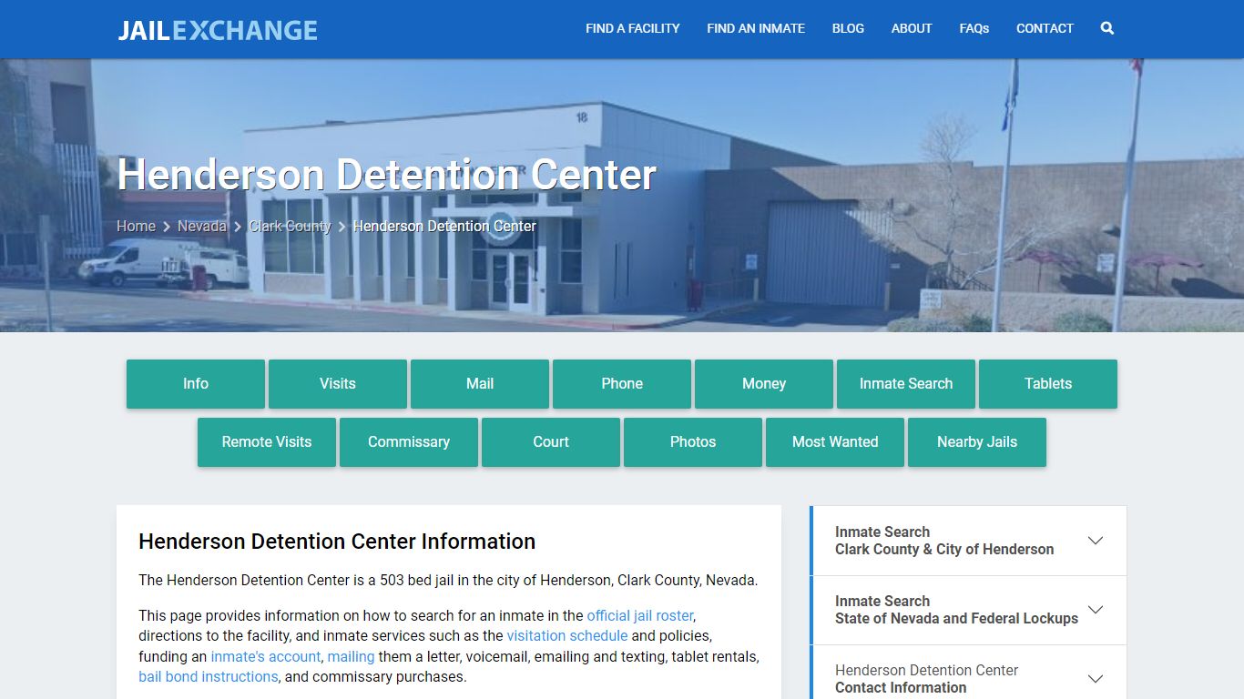 Henderson Detention Center, NV Inmate Search, Information - Jail Exchange